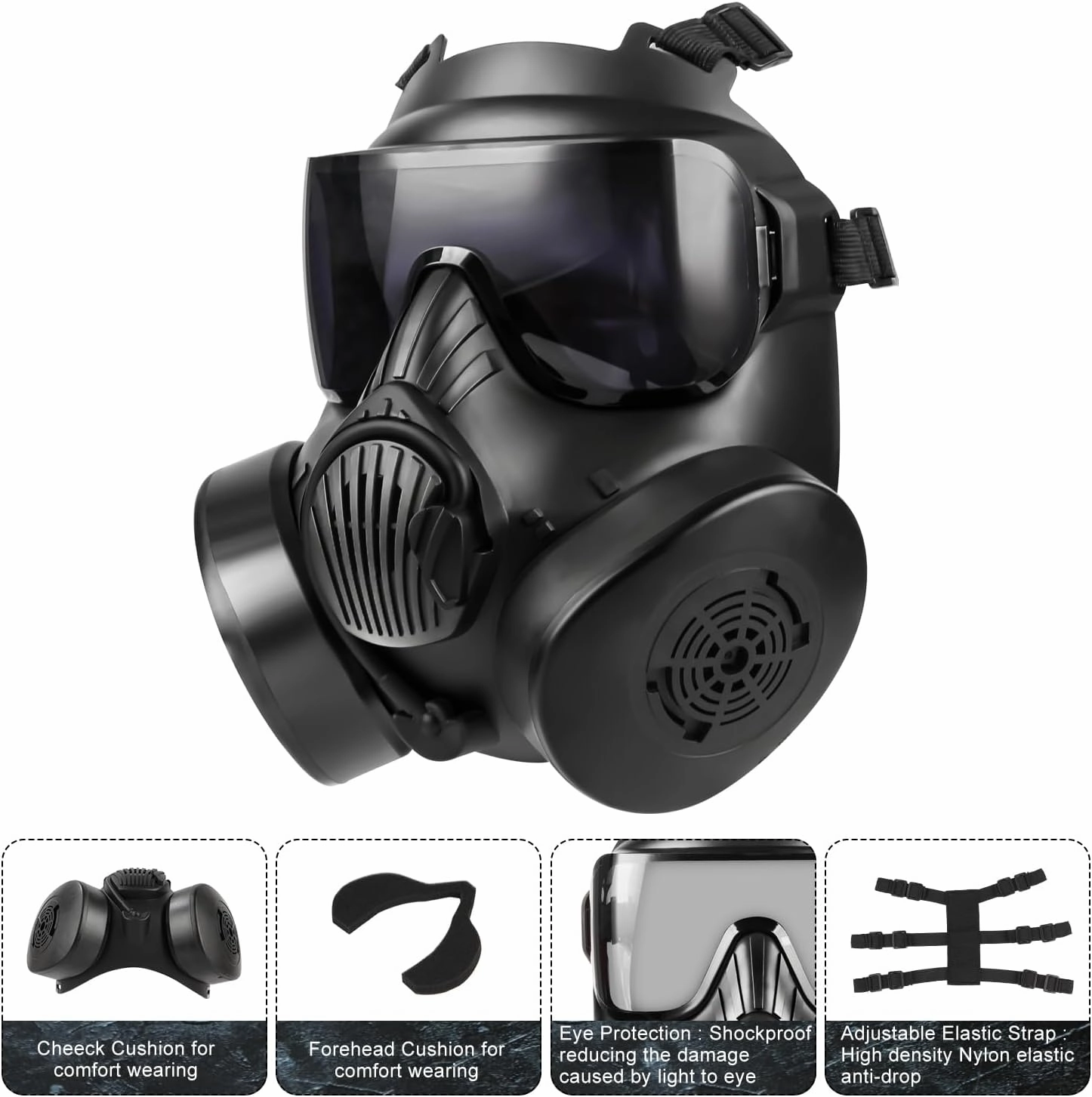 Airsoft Mask, M50 Airsoft Protective Gas Mask, Full Face Eye Protection Skull Mask with Adjustable Strap for Tactical BB Outdoor Sport Game CS Shooting Movie, Cosplay Costume, Halloween Masquerade