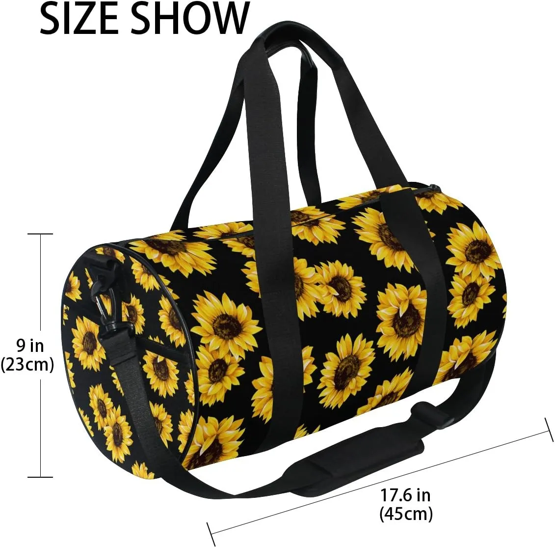 ALAZA Stylish Yellow Sunflower Sports Gym Duffel Bag Travel Luggage Handbag for Men Women