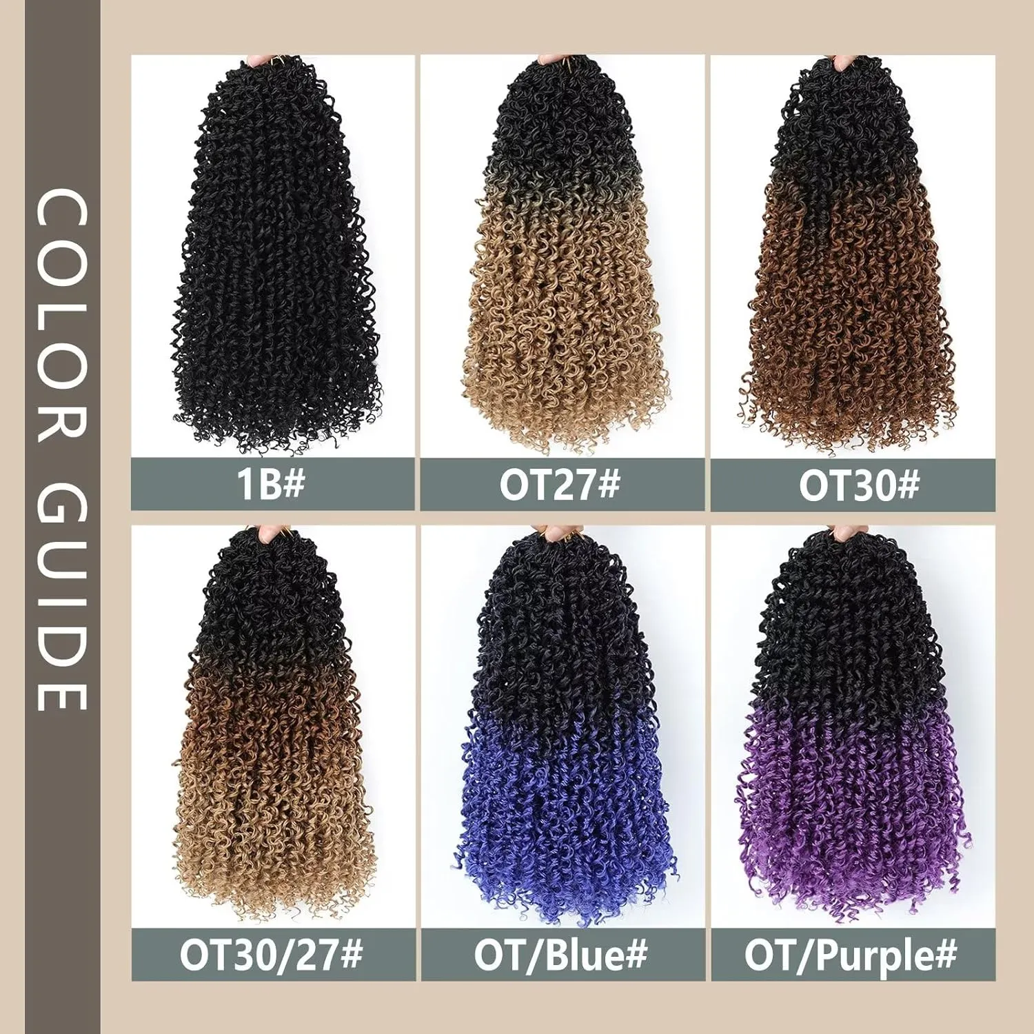 Alimiriam Pre-looped Pre-twisted Yanky Twist Crochet Hair 8Packs 12inch Brown Curly Crochet Braids #OT/30/27