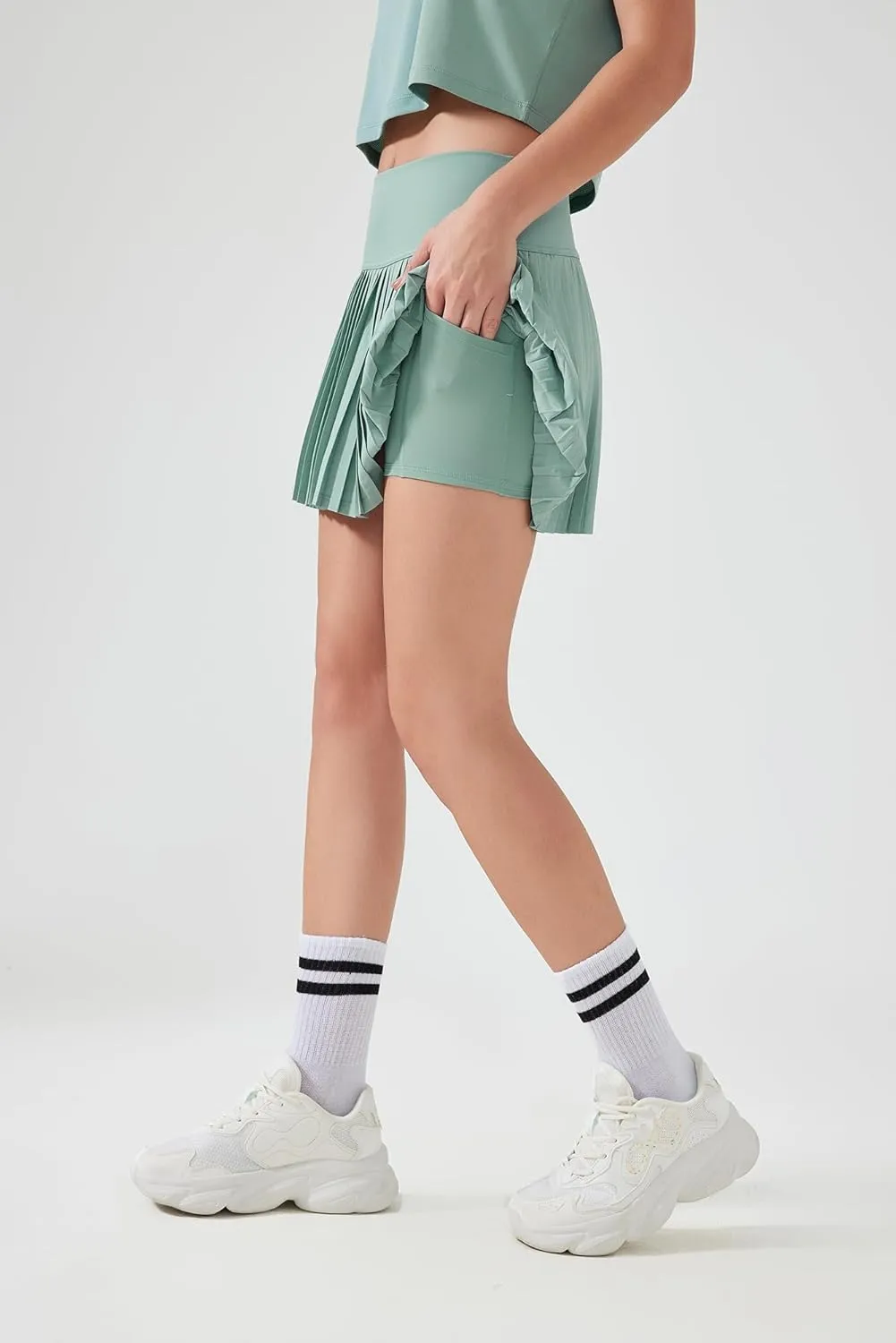 altiland Womens' Cool Feeling Pleated Tennis Athletic Running Mini Skirts with Shorts 3"