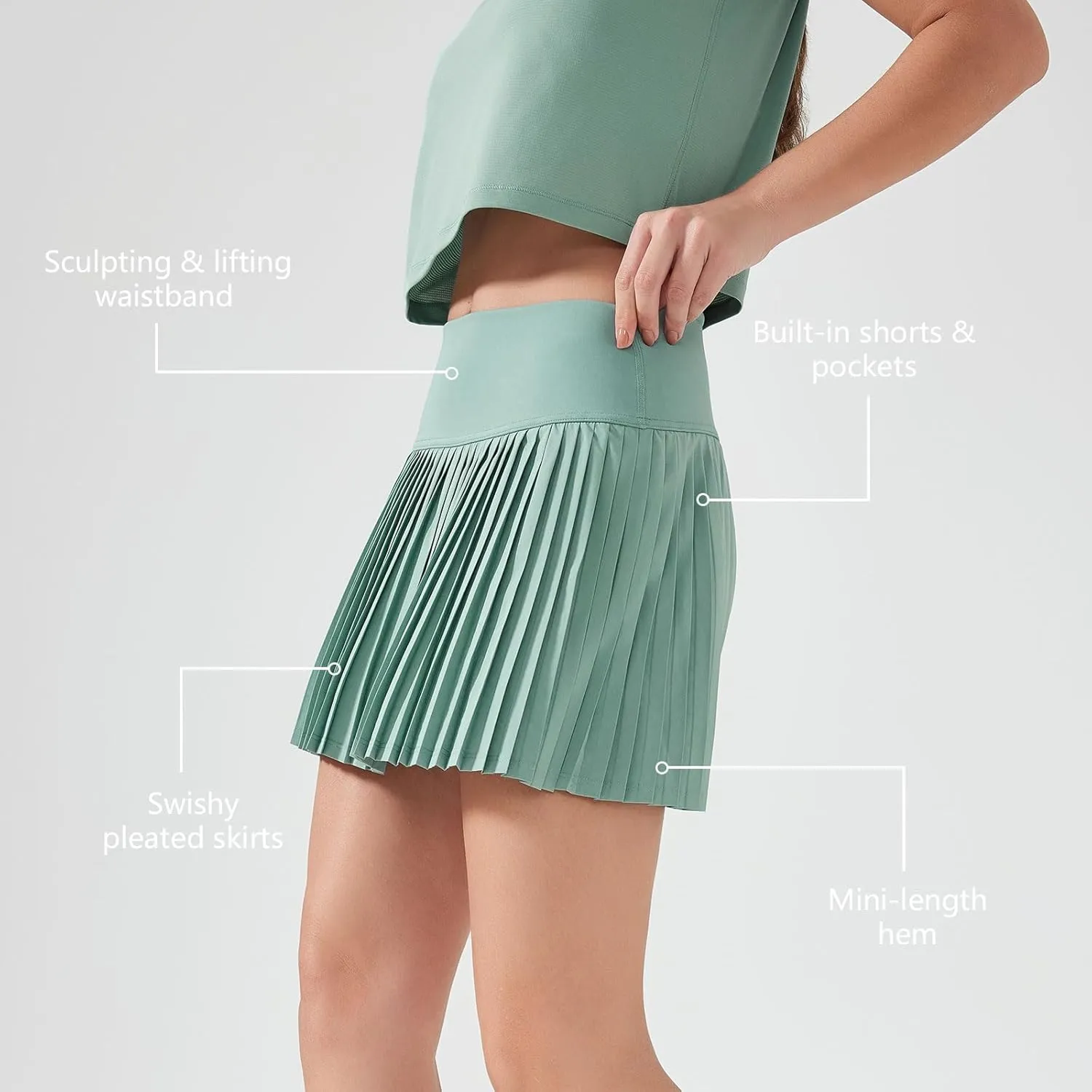 altiland Womens' Cool Feeling Pleated Tennis Athletic Running Mini Skirts with Shorts 3"