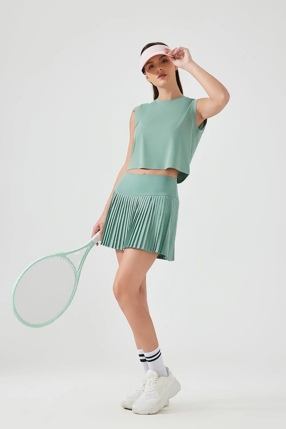 altiland Womens' Cool Feeling Pleated Tennis Athletic Running Mini Skirts with Shorts 3"