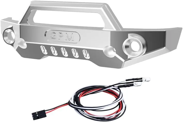 Aluminum 7075 Alloy Front Bumper With LED Lights For Traxxas 1/16 Mini Maxx 4WD RTR Brushless Monster Truck 107154-1 Upgrades - Silver