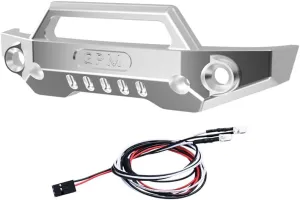 Aluminum 7075 Alloy Front Bumper With LED Lights For Traxxas 1/16 Mini Maxx 4WD RTR Brushless Monster Truck 107154-1 Upgrades - Silver