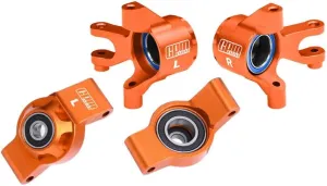 Aluminum 7075 Alloy Front Steering Blocks & Rear Hub Stub Axle Carriers with Oversize Bearing for Traxxas 1:16 Mini Maxx 4WD 107154-1 / Mini XRT VXL-3S 108076-1 Monster Truck Upgrades - Orange