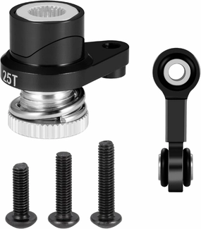Aluminum 25T Servo Saver Arm with Steering Drag Link Servo Tie Rod Set for Tra-xxas 1/16 Mini Maxx 2S RC Car Upgrades (Black)