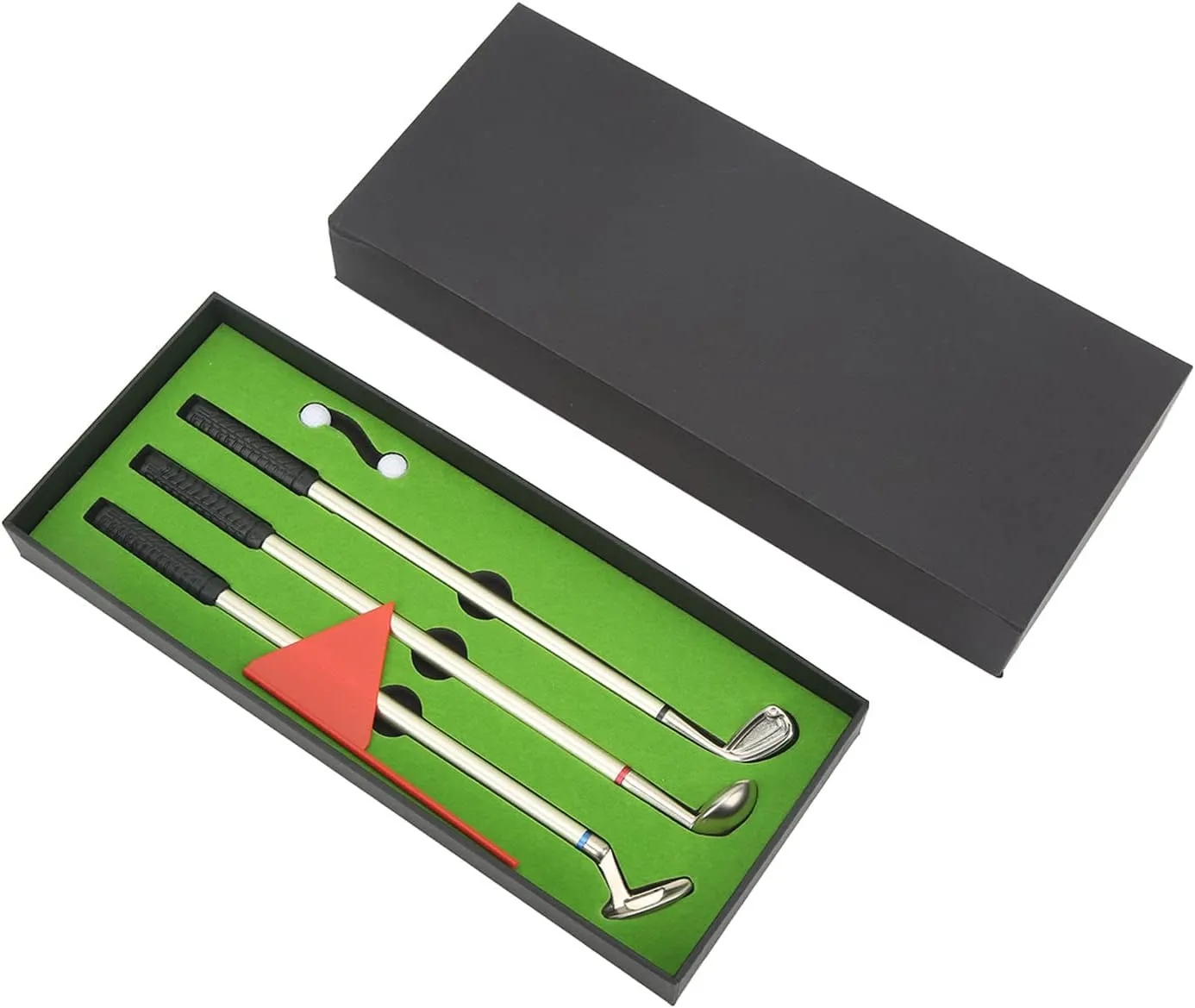 Alvinlite Golf Pen Set, Mini Desktop Golf Ball Pen, Unique Christmas Stocking Stuffers, Top Golf Gift with Putting Green with Balls and Flag
