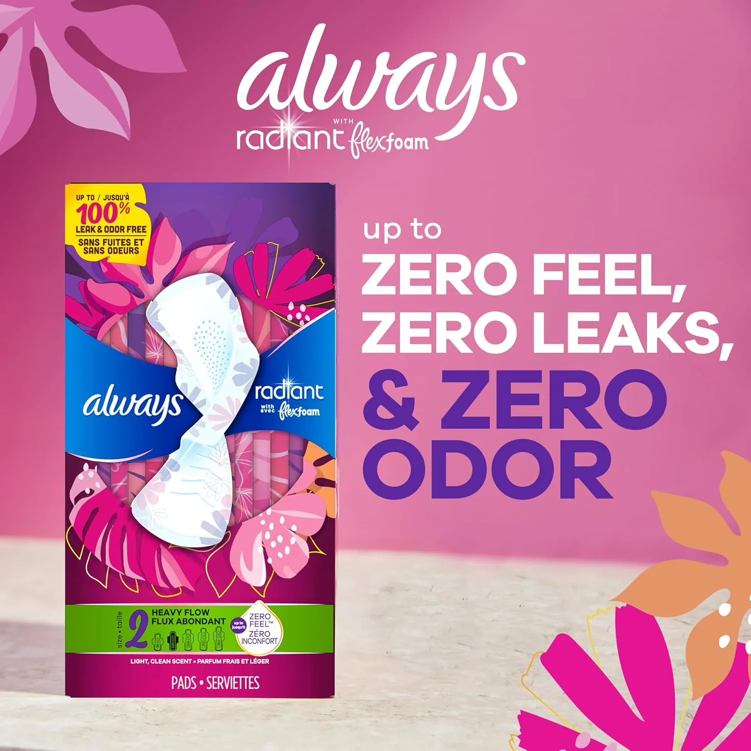 Always Infinity Feminine Pads For Women, Size 1 Regular Absorbency, Multipack, With Wings, With Flexfoam, Unscented, 36 Count x 3 Packs (108 Count total)