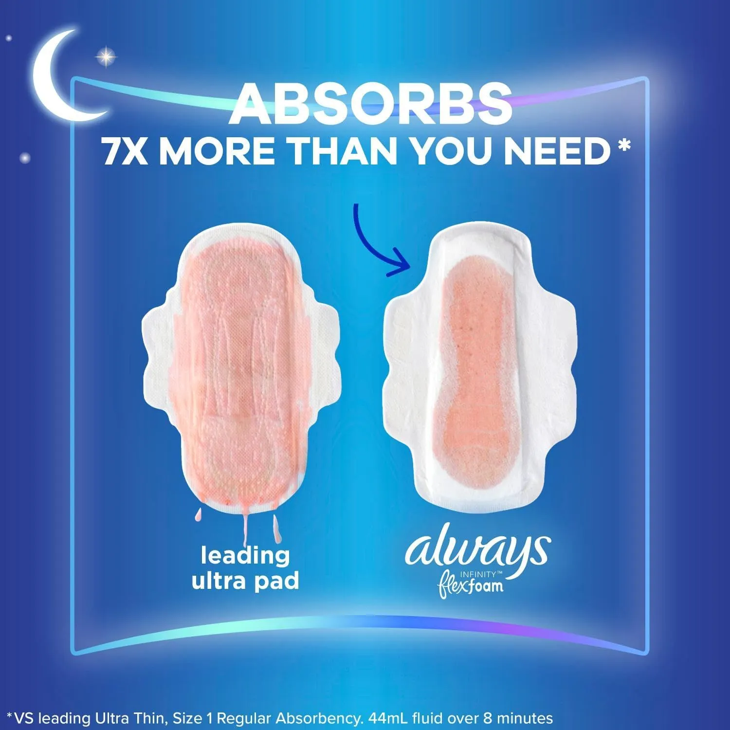 Always Infinity Feminine Pads for Women, Size 5 Extra Heavy Overnight, with Wings, unscented, 30 Count