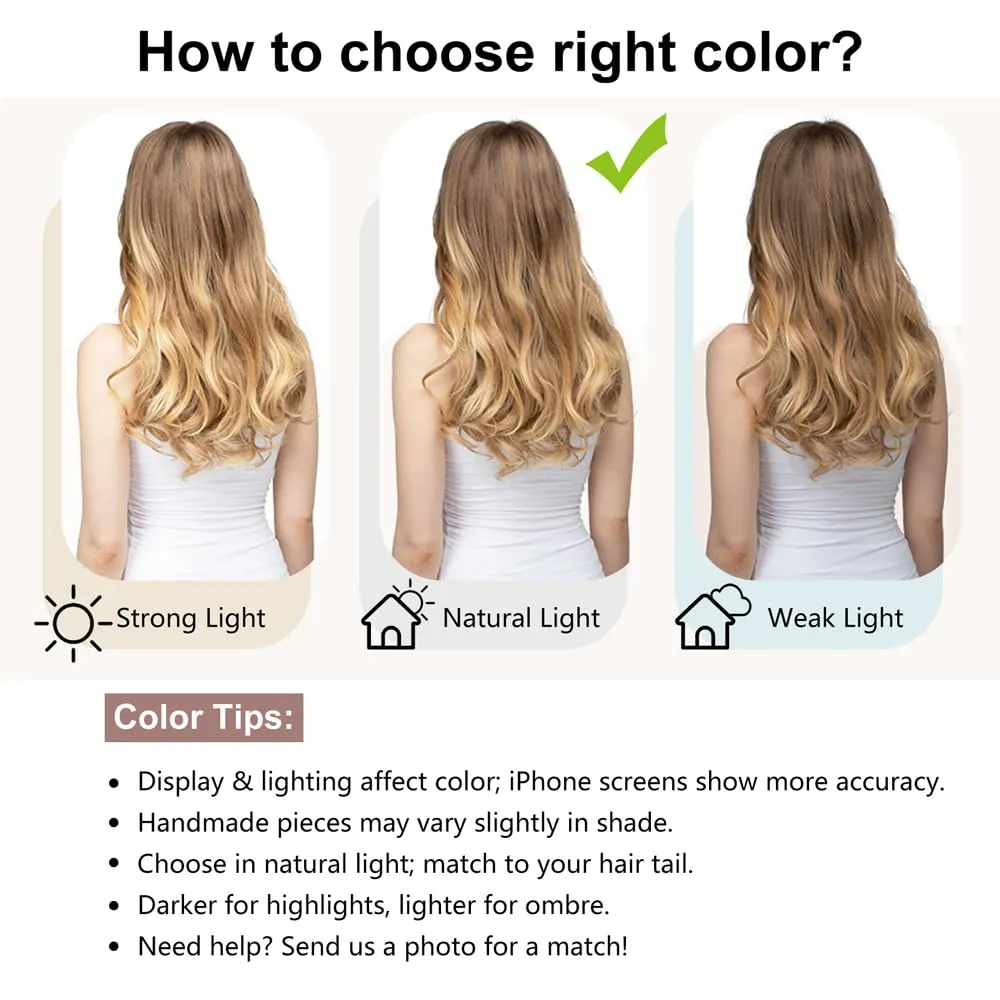 ALXNAN Clip in Hair Extensions - Thick Long Straight Layered Hair Extensions, Dirty Blonde Mixed Bleach Blonde, 20 Inch Soft Lace Weft