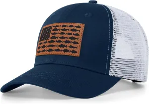 American Fish Flag Trucker Hats - Fishing Gifts for Men - Outdoor Snapback Fishing Hats Perfect for Camping and Daily Use