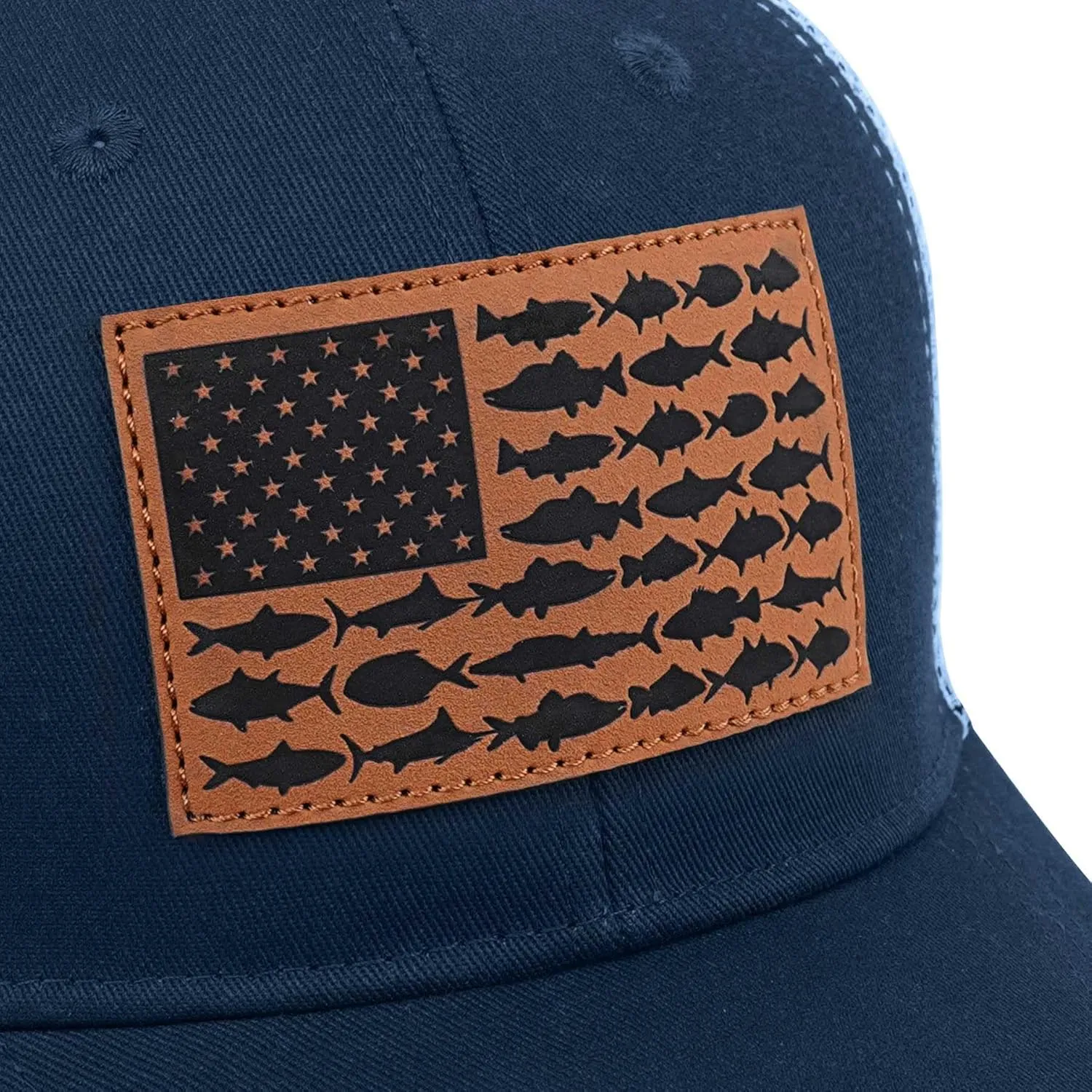American Fish Flag Trucker Hats - Fishing Gifts for Men - Outdoor Snapback Fishing Hats Perfect for Camping and Daily Use