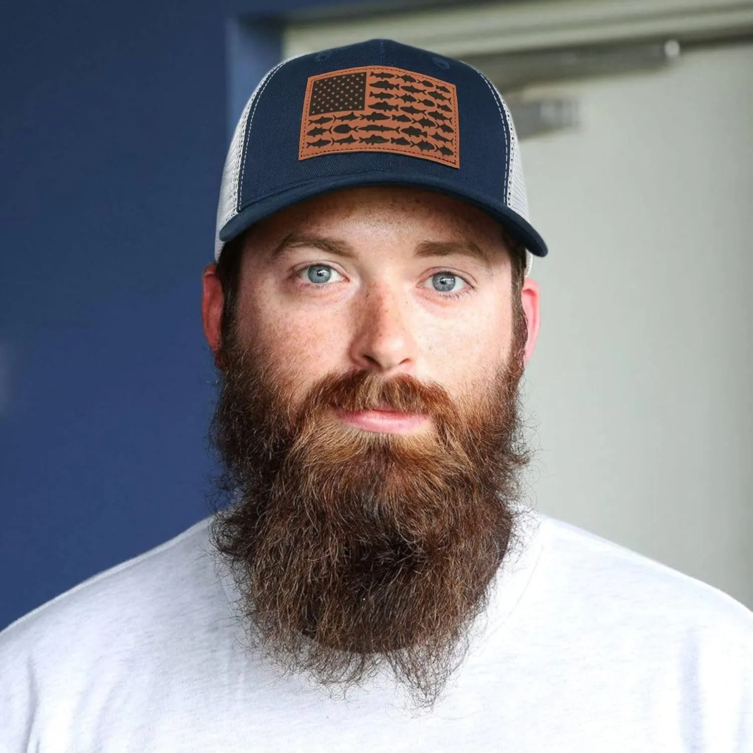 American Fish Flag Trucker Hats - Fishing Gifts for Men - Outdoor Snapback Fishing Hats Perfect for Camping and Daily Use