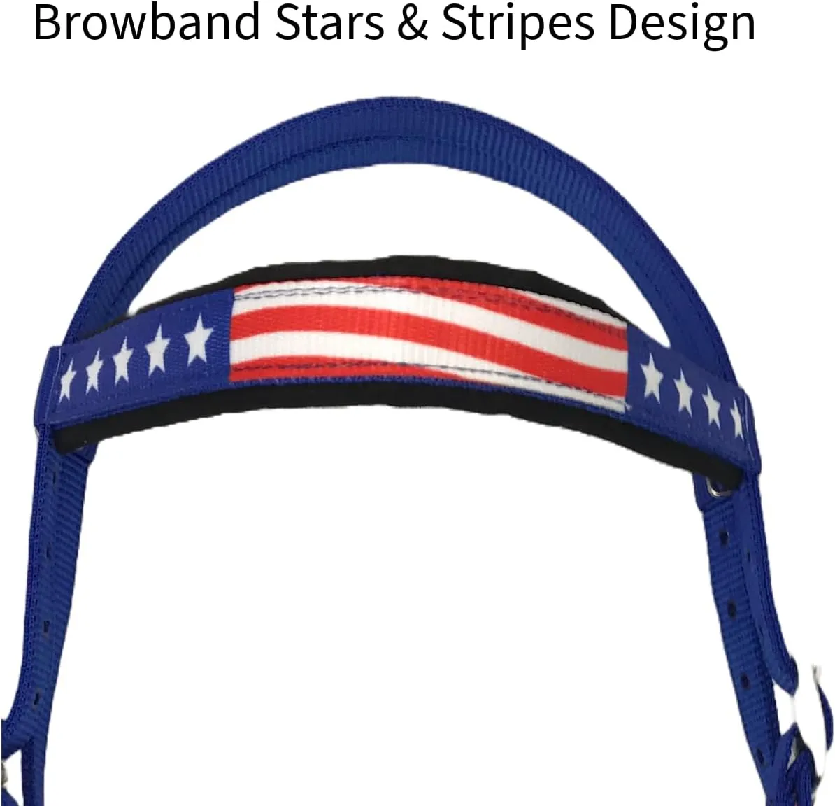American Flag Double Layered Nylon Patriotic Padded Headstall, Reins and Breast Collar with Fringes 3 Items Set