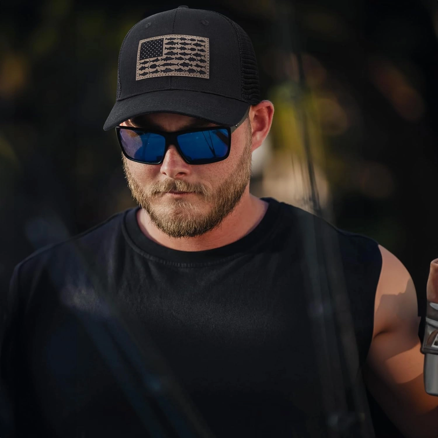 American Fish Flag Trucker Hats - Fishing Gifts for Men - Outdoor Snapback Fishing Hats Perfect for Camping and Daily Use
