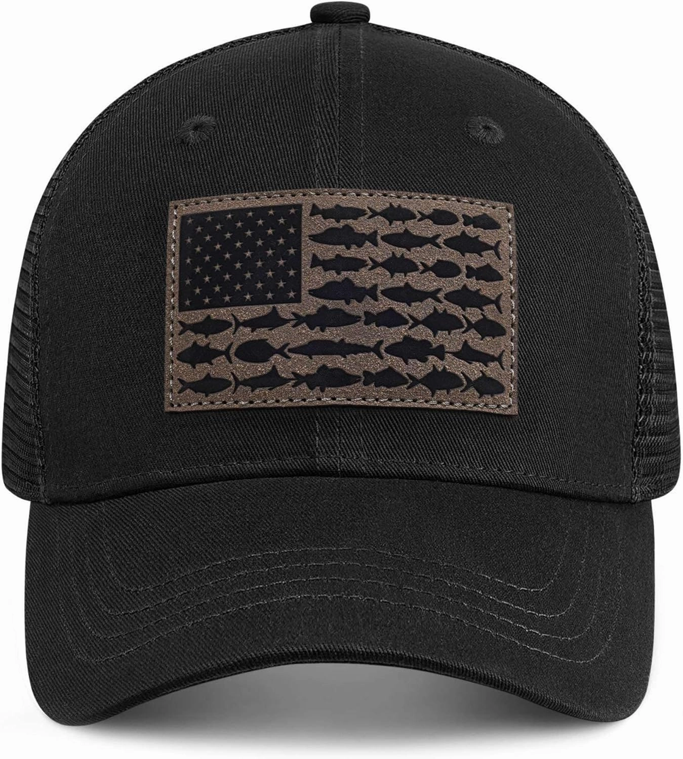 American Fish Flag Trucker Hats - Fishing Gifts for Men - Outdoor Snapback Fishing Hats Perfect for Camping and Daily Use