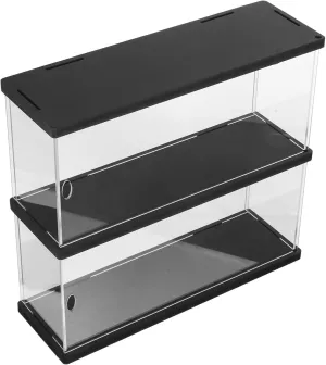 Amosfun Clear Acrylic Display Case Figures Double Organizer Box for Collectibles Transparent Storage for Models and Souvenirs Great Present Idea