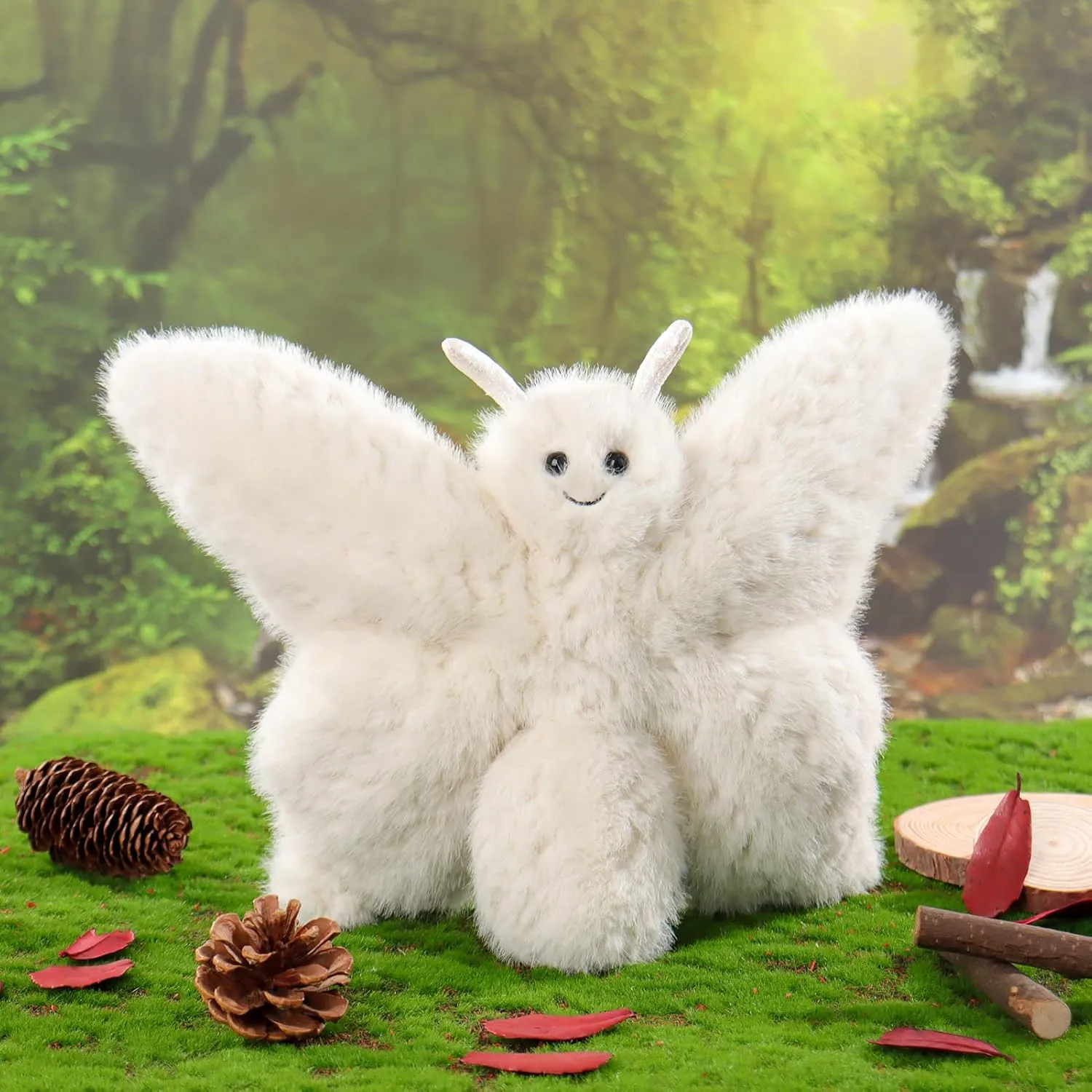 Apricot Lamb Butterfly Plush Stuffed Animals for Kids, Soft Cute Plushies Toys for Baby Girl and Boy, Fluffy Butterfly White