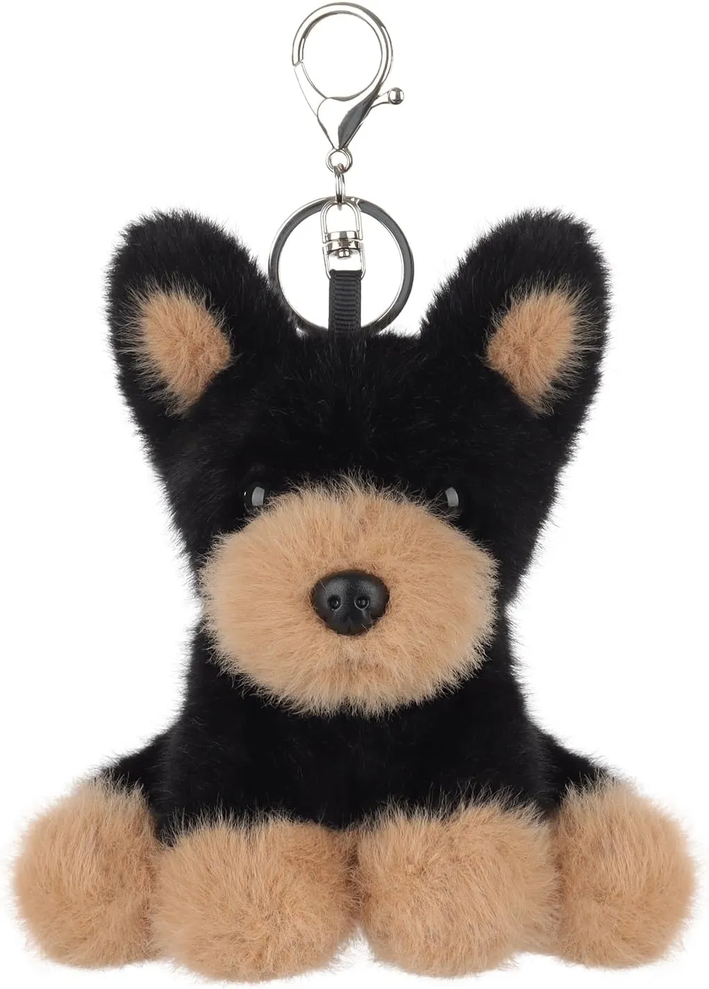 Apricot Lamb Doberman Puppy Dog Cute Keychain, Soft Stuffed Plush Keychain Toys for Kids’ Backpack, Purse