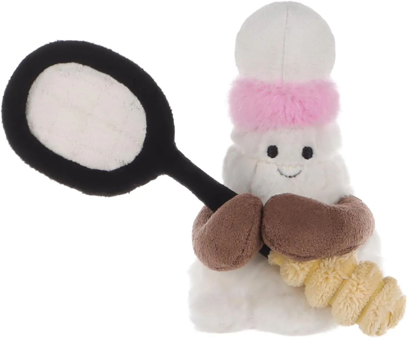 Apricot Lamb Happy Badminton Stuffed Animals for Kids, Soft Cute Plush Toys for Baby Girl and Boy, Fluffy Happy Badminton