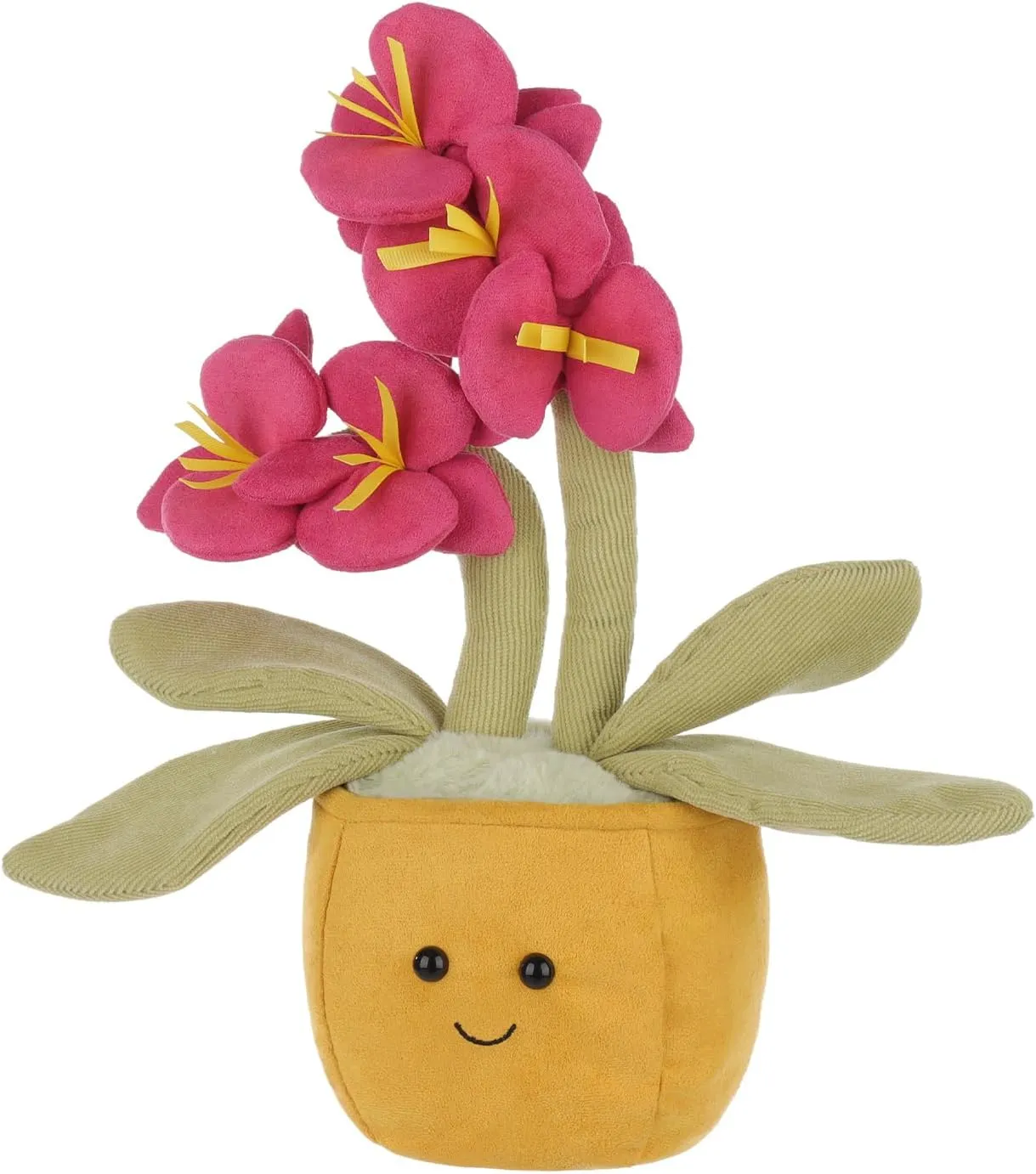 Apricot Lamb Potted Butterfly Orchid Plush Stuffed Flowers for Kids, Soft Cute Plushies Toys for Baby Girl and Boy, Fluffy Potted Butterfly Orchid Pink