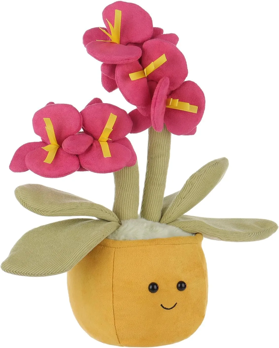 Apricot Lamb Potted Butterfly Orchid Plush Stuffed Flowers for Kids, Soft Cute Plushies Toys for Baby Girl and Boy, Fluffy Potted Butterfly Orchid Pink