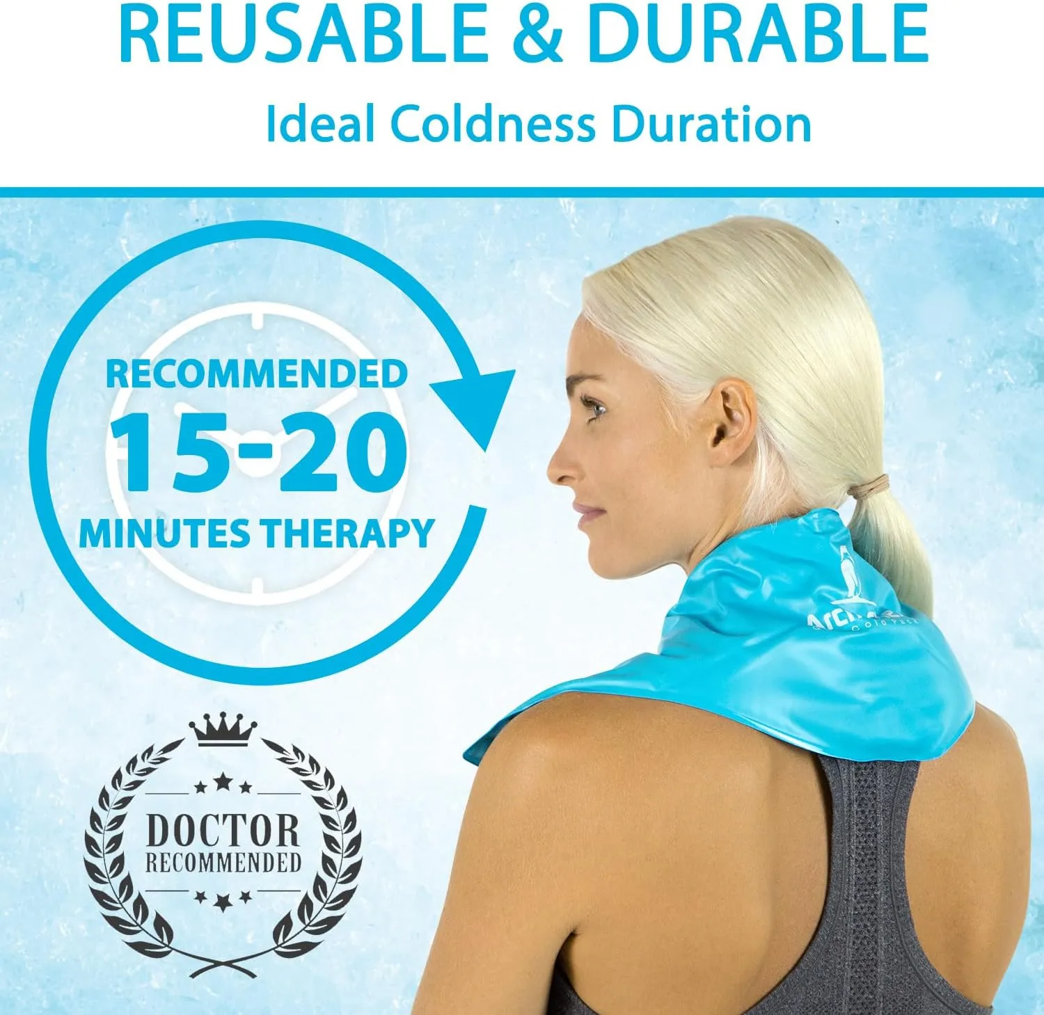 Arctic Flex Neck Ice Pack - Cold Compress Shoulder Therapy Wrap - Cool Reusable Medical Freezer Gel Pad for Swelling, Injuries, Headache, Cooler (Large (1 Pack))