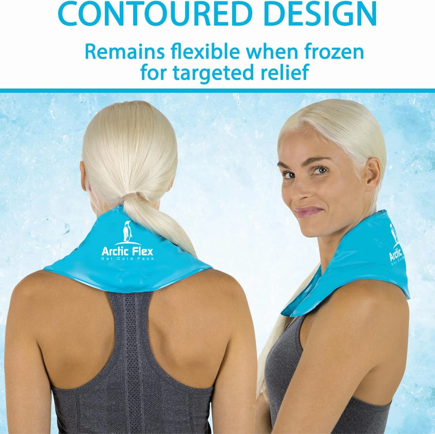 Arctic Flex Neck Ice Pack (2 Pack) Cold Compress Shoulder Therapy Wrap - Cool Reusable Medical Freezer Gel Pad for Swelling, Injuries, Headache, Cooler (Large)