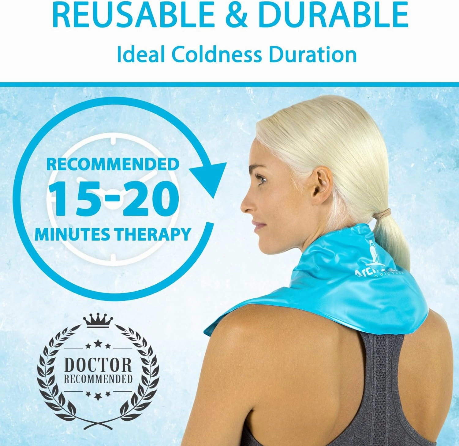 Arctic Flex Neck Ice Pack (2 Pack) Cold Compress Shoulder Therapy Wrap - Cool Reusable Medical Freezer Gel Pad for Swelling, Injuries, Headache, Cooler (Large)