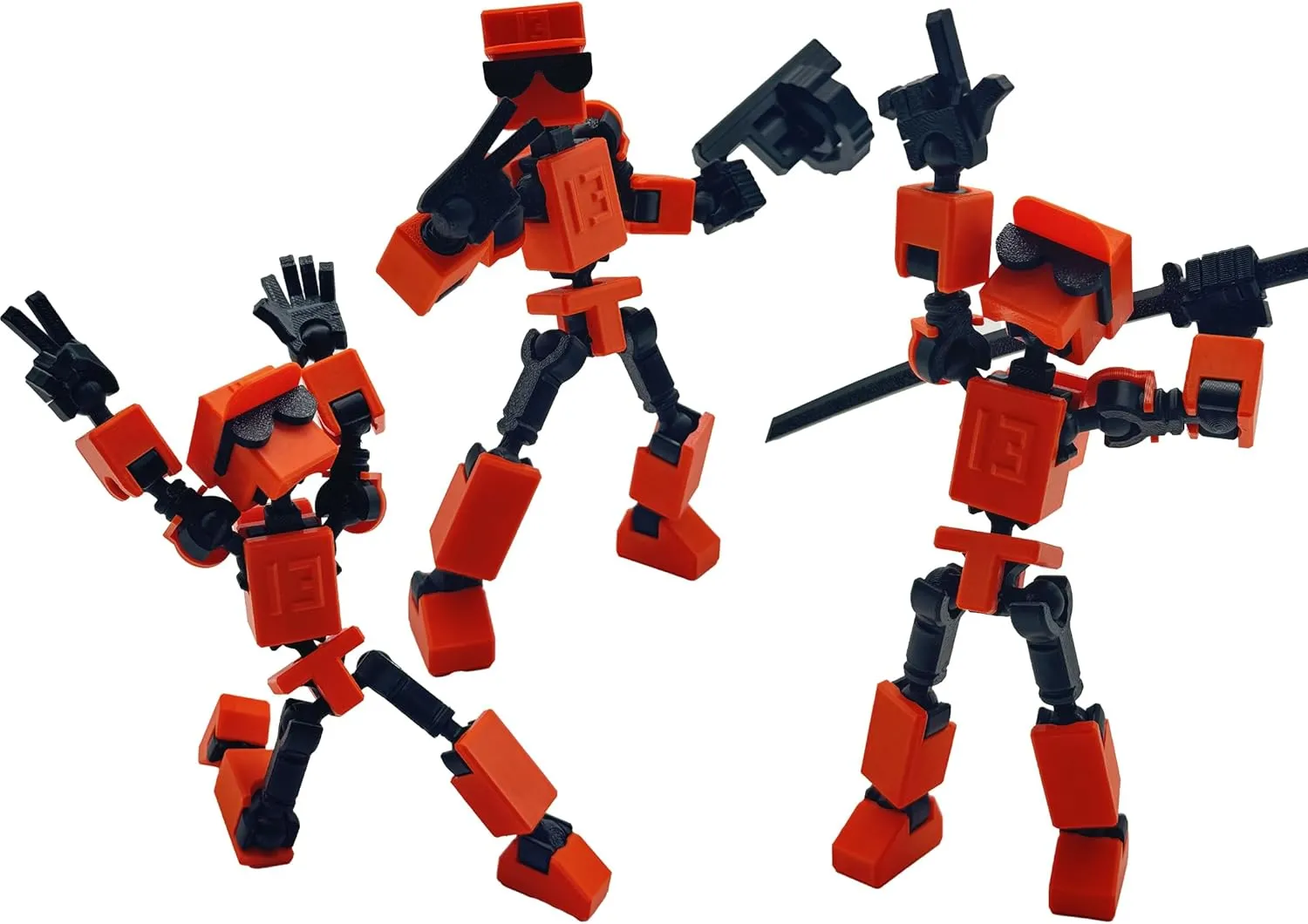 (Assembly Completed) 3D Printed 6.65-inch Action Figure Mini-13, Full Body Mechanical Movable Toy, Multiple Accessories, Desk Decoration, Creative Gifts (Orange)