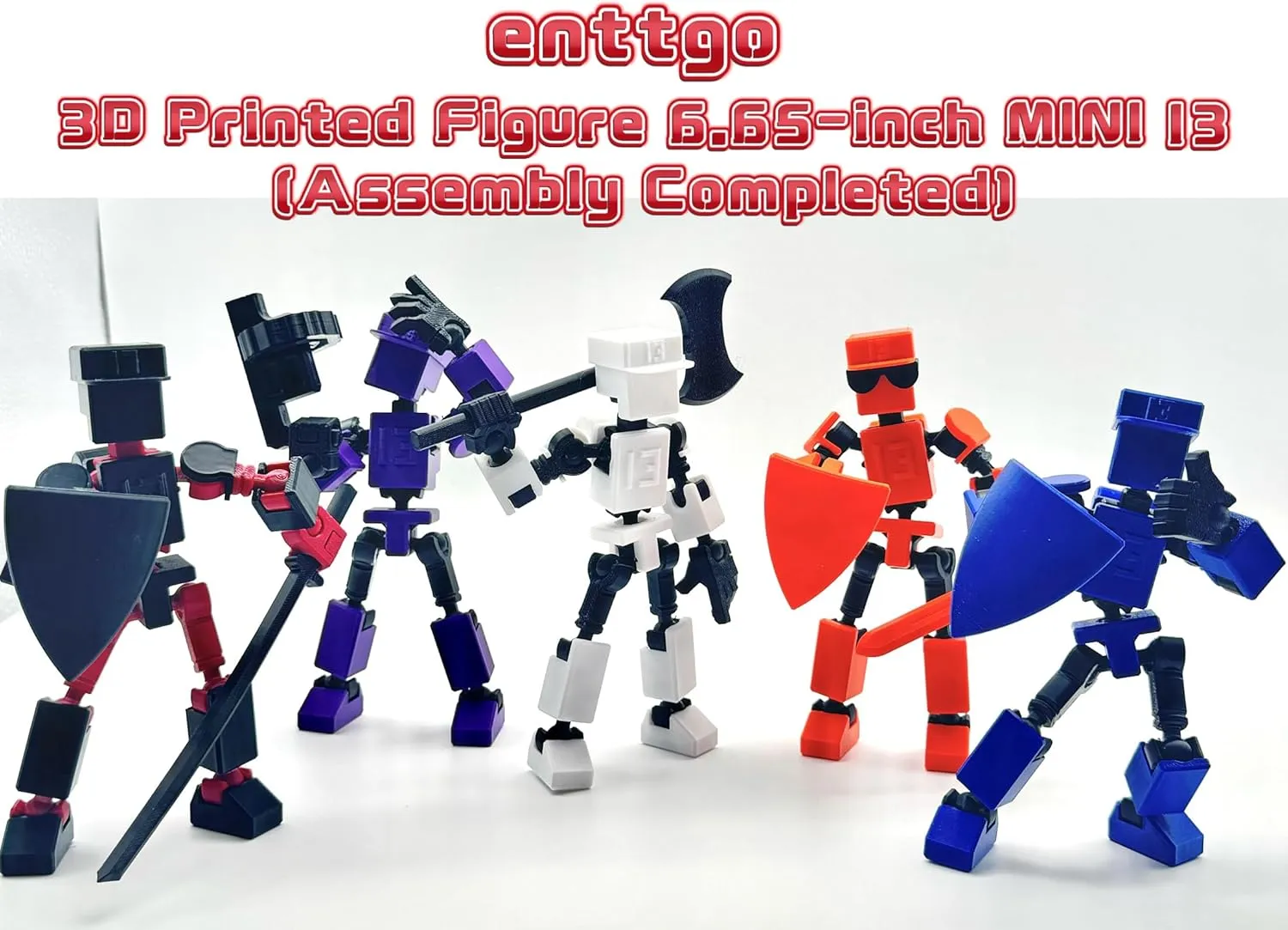 (Assembly Completed) 3D Printed 6.65-inch Action Figure Mini-13, Full Body Mechanical Movable Toy, Multiple Accessories, Desk Decoration, Creative Gifts (Orange)
