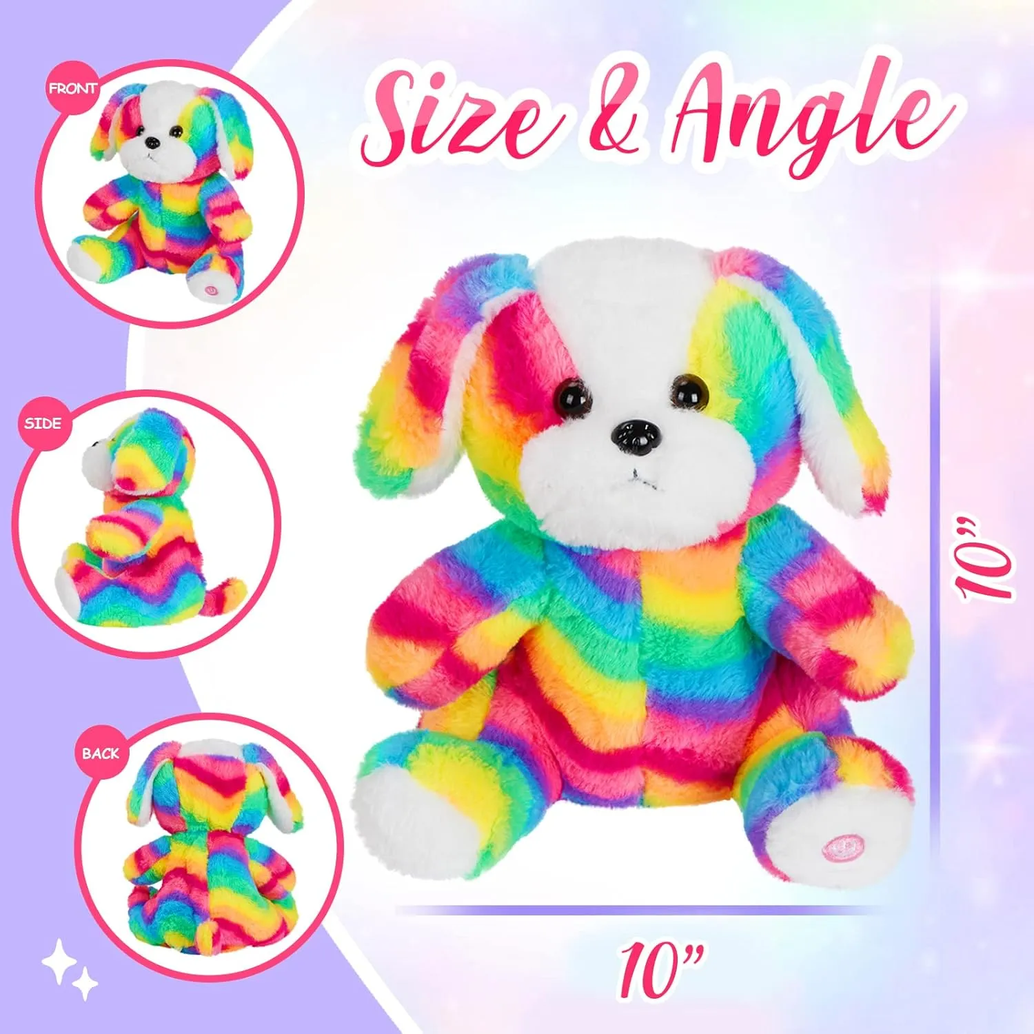 Athoinsu Light up Rainbow Dog Stuffed Animal Cute LED Glowing Night Lights Puppy Plush Toy Gifts Decors for Toddlers Kids, 10"