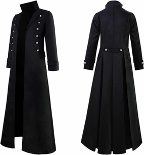 AwwwCos Men Vintage Tailcoat Jacket Goth Long Steampunk Victorian Coat Renaissance Pirate Coat Medieval Tailcoat Jacket