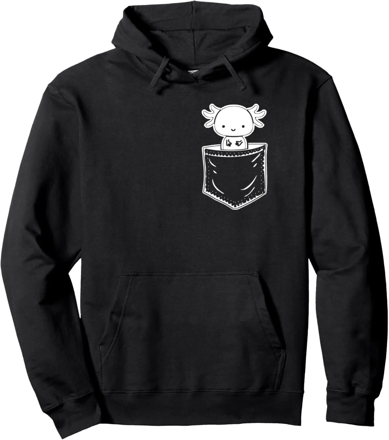Axolotl Inside Pocket Watching You - Walking Fish Axolotl Pullover Hoodie