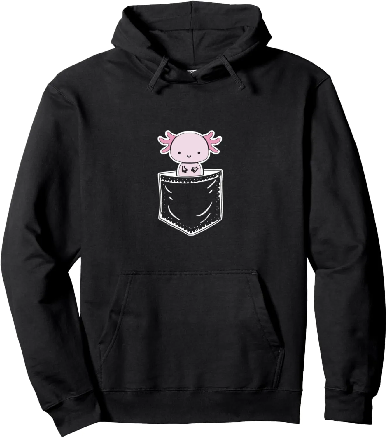 Axolotl Inside Pocket Watching You, Walking Fish Axolotl Pullover Hoodie