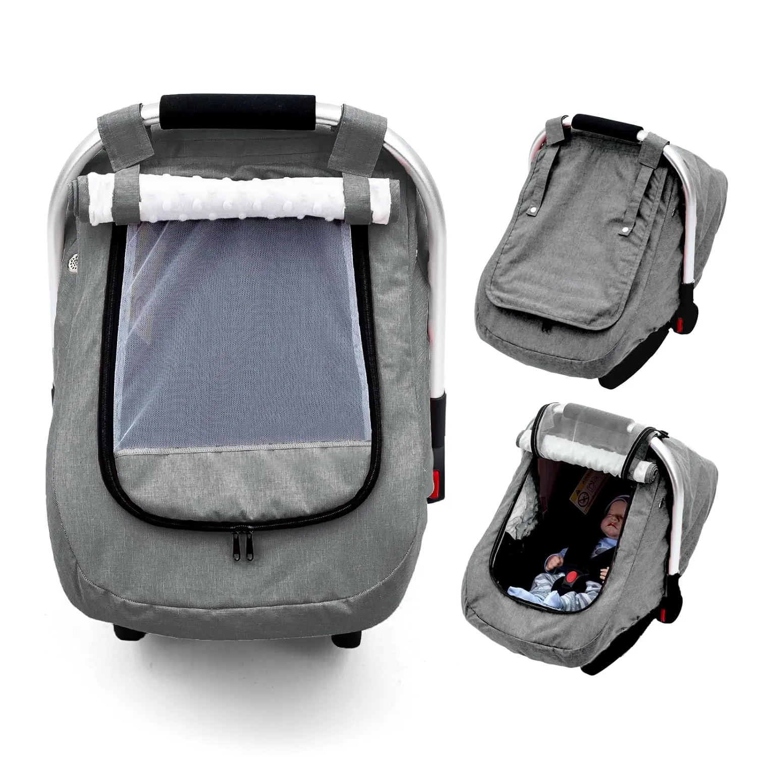 Baby Car Seat Cover, Waterproof Infant Car Seat Cover with 2 Breathable Vents, Carseat Cover with Mesh Window, Baby Stroller Weather Shield, Univeral Baby Carrier Cover for Newborn Shower Party