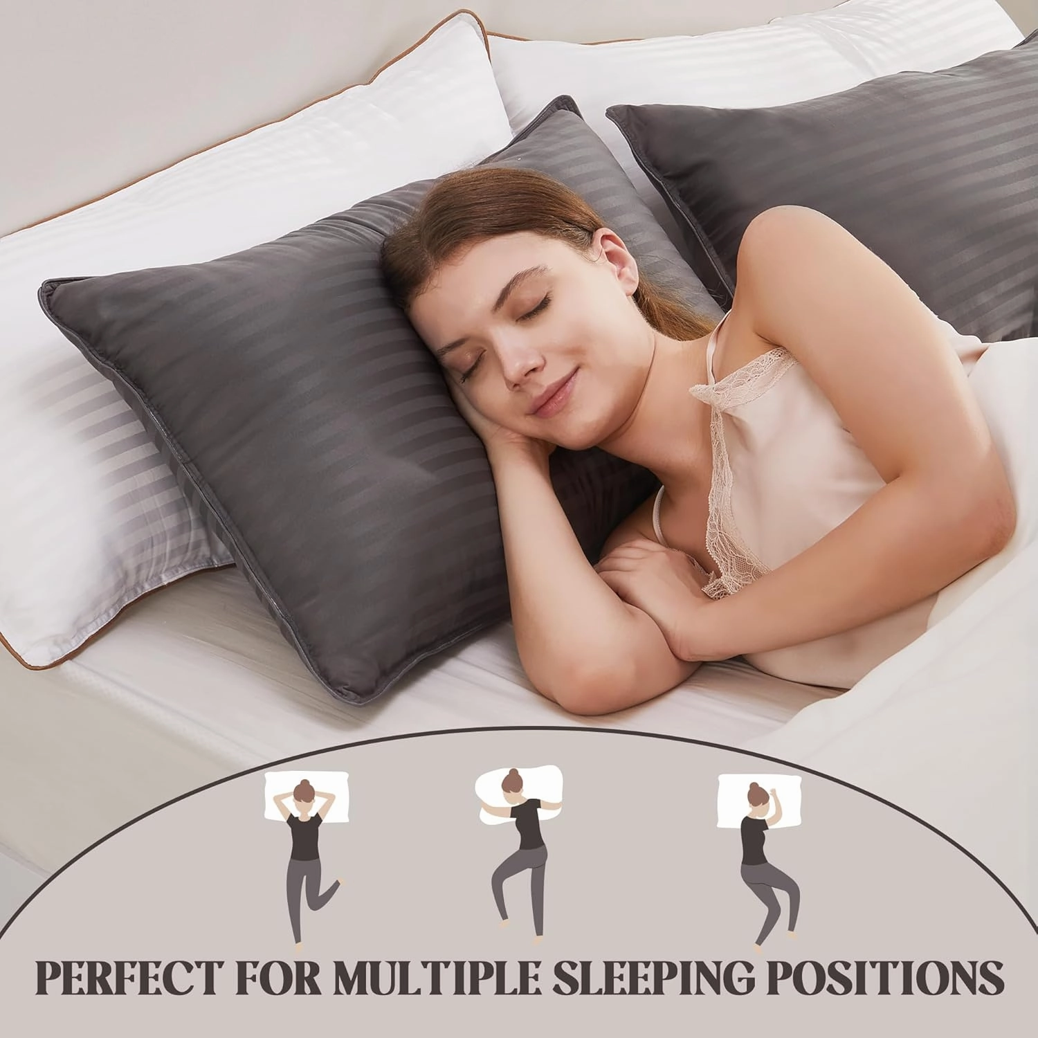 Bafode Bed Pillow, Pillows King Size Set of 2, Hotel Pillows for Bed, Soft Down Alternative Pillow for Side Sleepers, Back or Stomach Sleepers