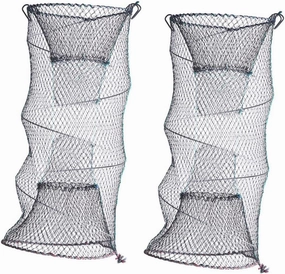 Balacoo 2Pcs Foldable Fishing Net Zinc Plated Portable Crayfish Trap for Freshwater and Saltwater Shrimp Cage for Crab Lobster Minnow Prawn