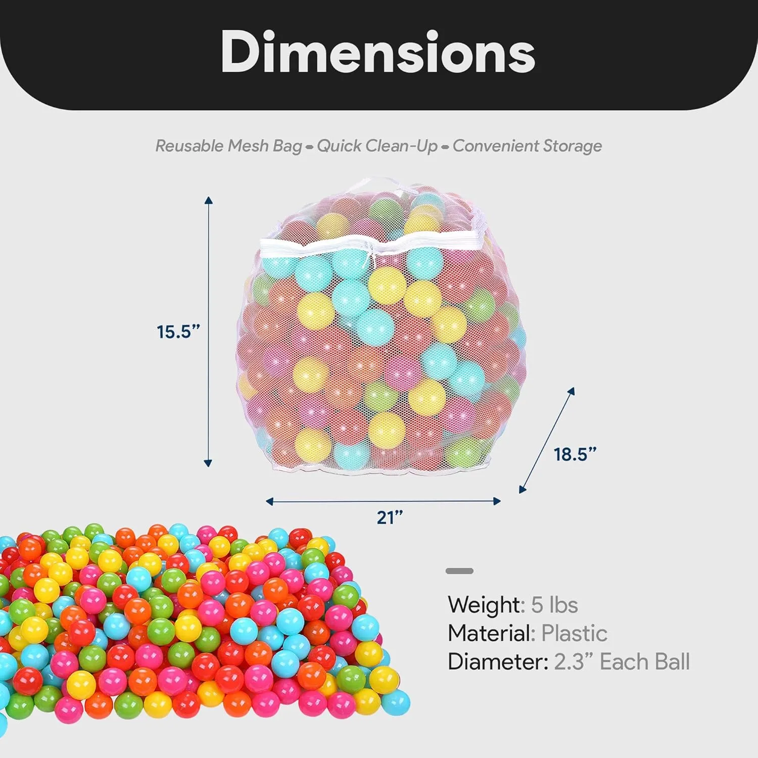 BalanceFrom Play Pit Balls, Kids Plastic Toy Balls for Playpen, Bounce House, or Pool