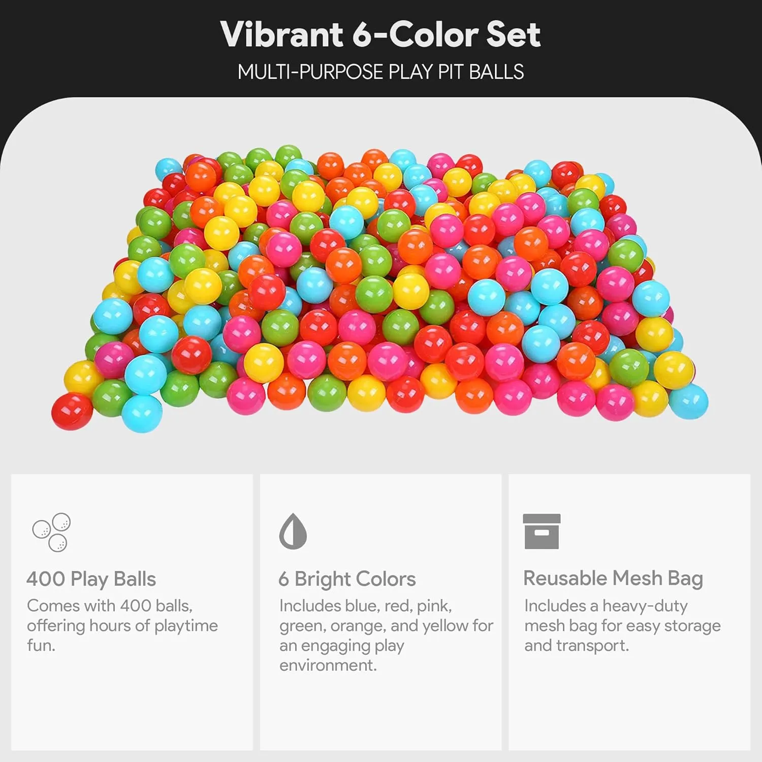 BalanceFrom Play Pit Balls, Kids Plastic Toy Balls for Playpen, Bounce House, or Pool