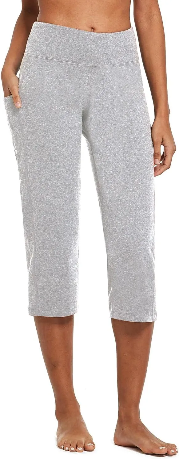 baleaf Womens Yoga Capri Pants High Waist Capri Leggings with Pockets Wide Leg Crop Exercise Workout Summer Pants