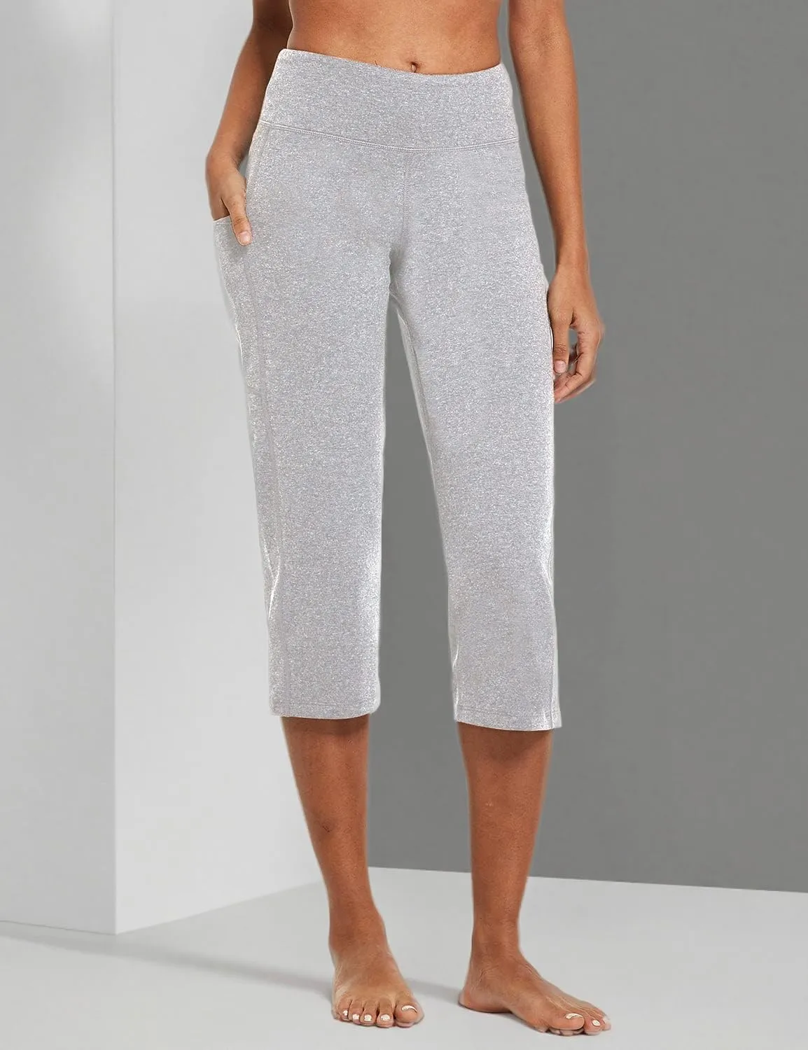 baleaf Womens Yoga Capri Pants High Waist Capri Leggings with Pockets Wide Leg Crop Exercise Workout Summer Pants