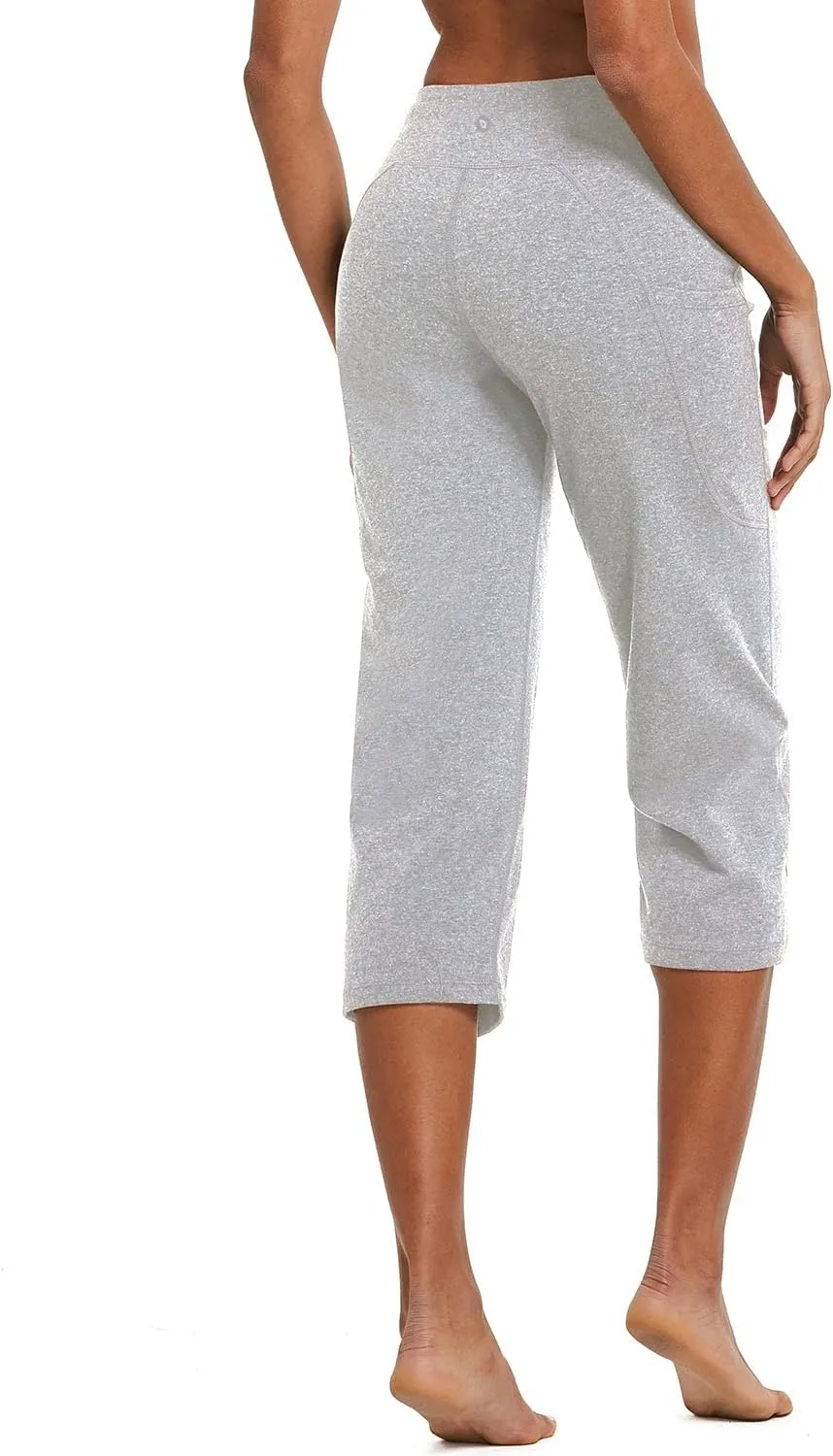 baleaf Womens Yoga Capri Pants High Waist Capri Leggings with Pockets Wide Leg Crop Exercise Workout Summer Pants