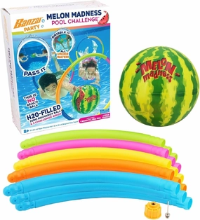 Banzai Melon Madness Pool Challenge Underwater Ball Set with 3 Target Hoops