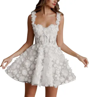 Basgute Short Wedding Dresses for Bride Beach Lace Applique Tulle Strapless Boho Corset Mini Bridal Dress