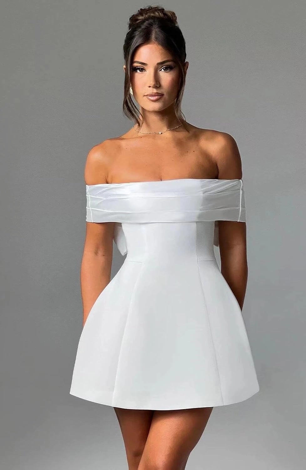Basgute Short Wedding Dresses for Bride Beach Lace Applique Tulle Strapless Boho Corset Mini Bridal Dress
