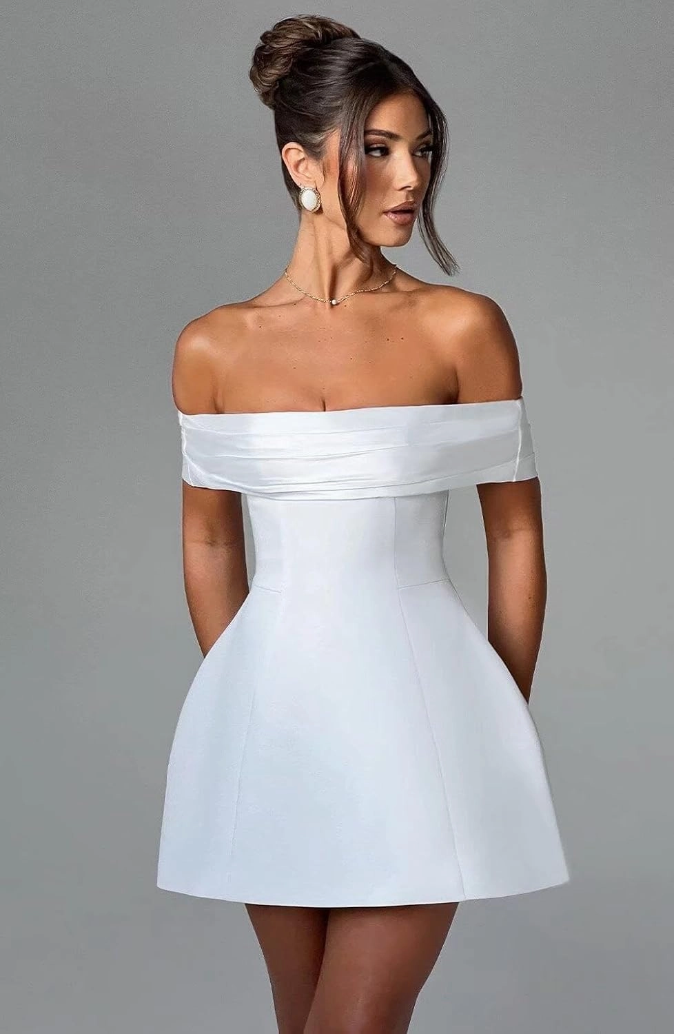 Basgute Short Wedding Dresses for Bride Beach Lace Applique Tulle Strapless Boho Corset Mini Bridal Dress
