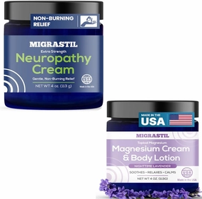 Basic Vigor Migrastil Extra Strength Neuropathy Cream & Lavender Magnesium Cream Bundle