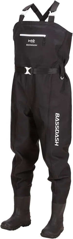 BASSDASH 3D Boot Foot Game Wader Ultra High Strength Black Plaid Nylon PVC Fishing Hunting Chest Waders for Men