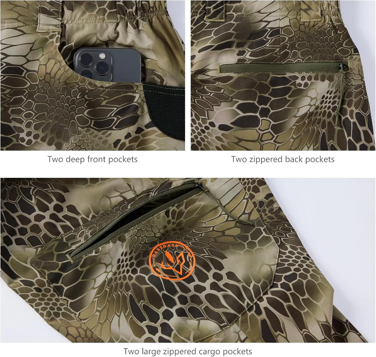 BASSDASH Men’s Lightweight Hunting Pants 4-Way Stretch Breathable Water Resistant for Turkey Early Season Spring Summer